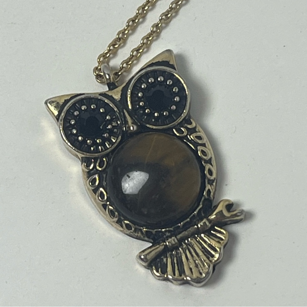 Owl Necklace Goldtone Long Adjustable Costume jewelry Fall